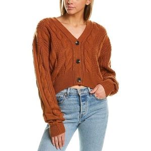 Cozy Cropped Cardigan Light Brown